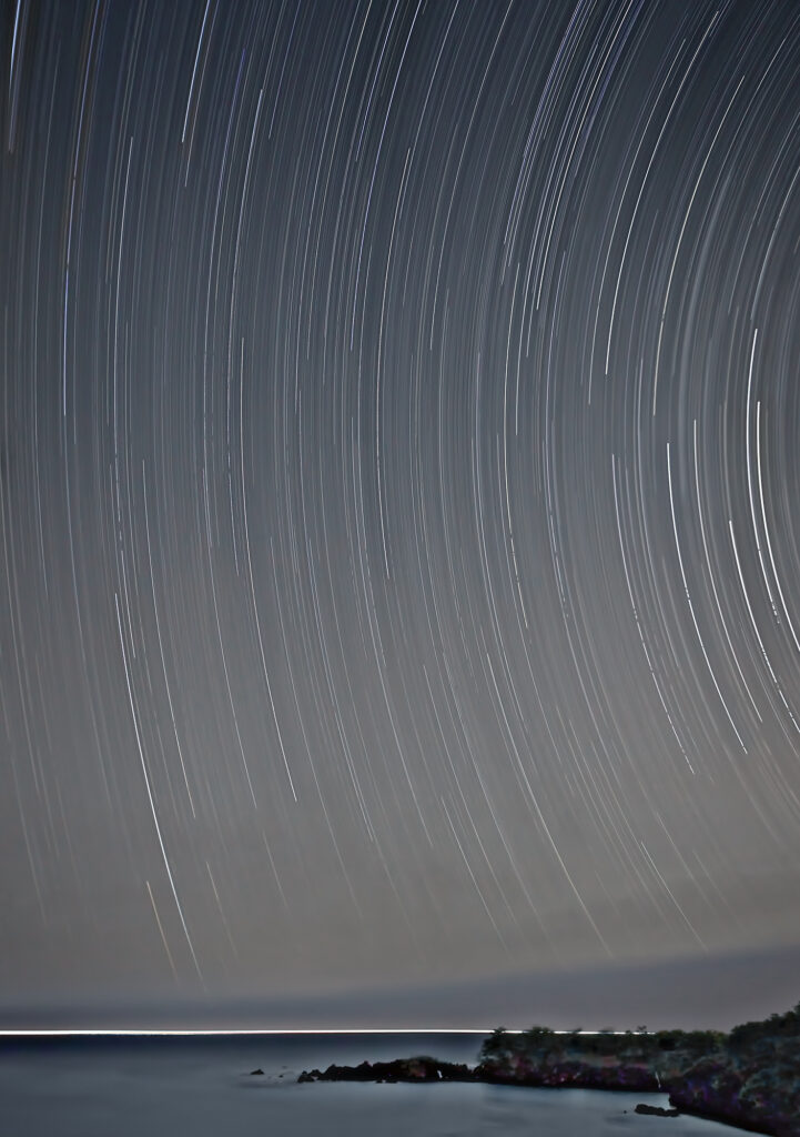 Star trails with Cruise Ship